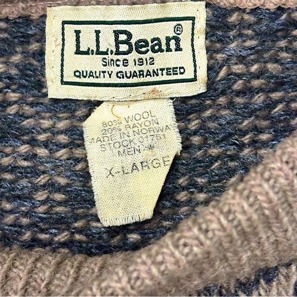 LL Bean Vintage Nordic mens Wool blend fisherman’s Birdseye chunky sweater XL - Picture 8 of 8